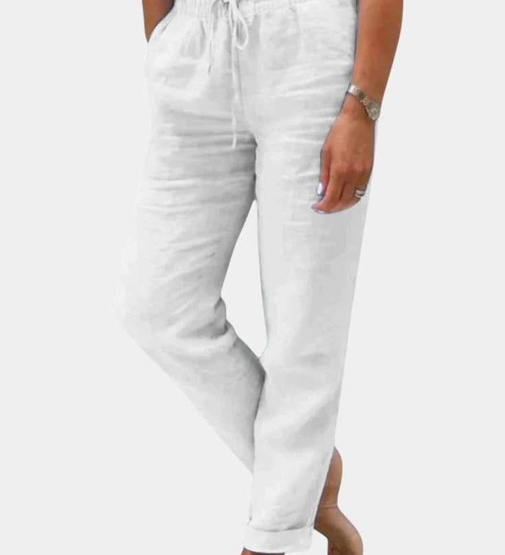 Violet Relaxed Fit Linen Blend Trousers