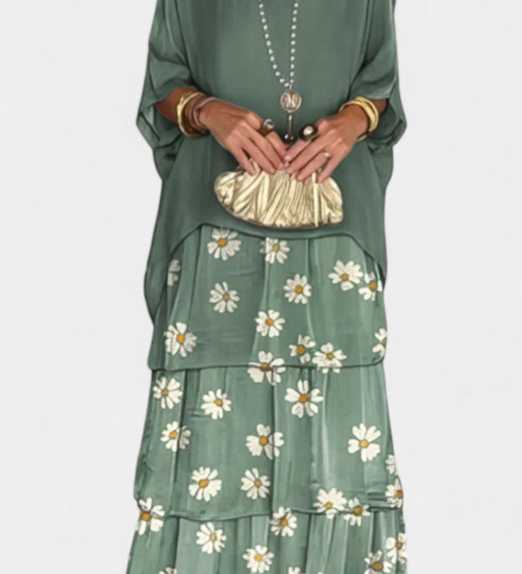 Caroline Batwing Maxi Dress with Print