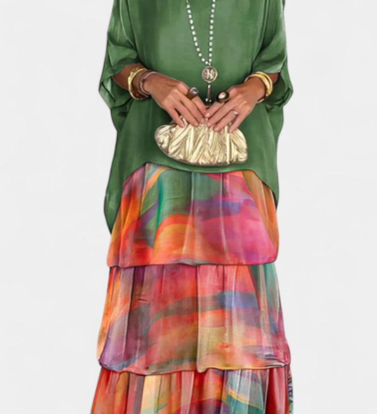 Caroline Batwing Maxi Dress with Print
