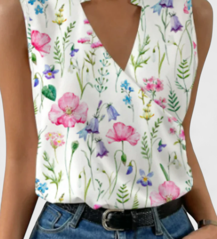 Yariela Soft Summer Top with V-Neck
