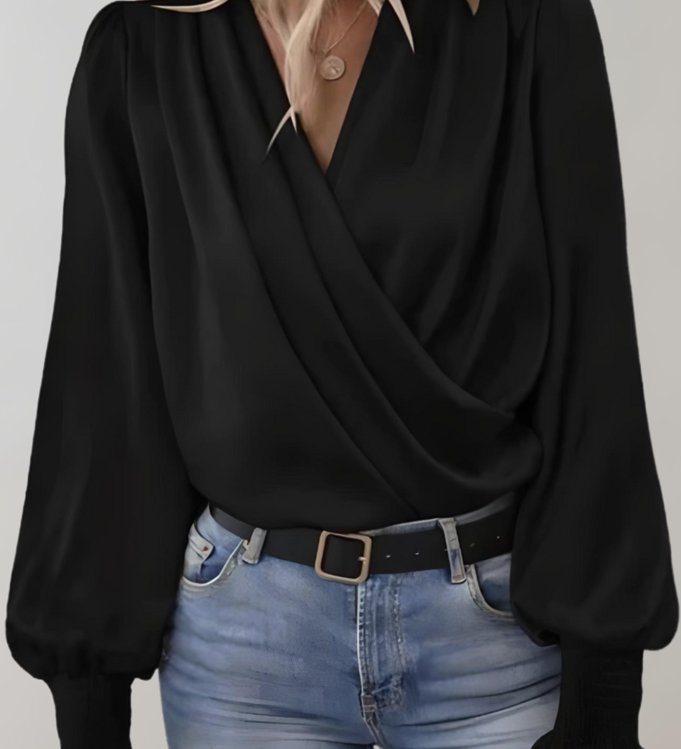 Elegant Long Sleeve V-Neck Blouse Quinn