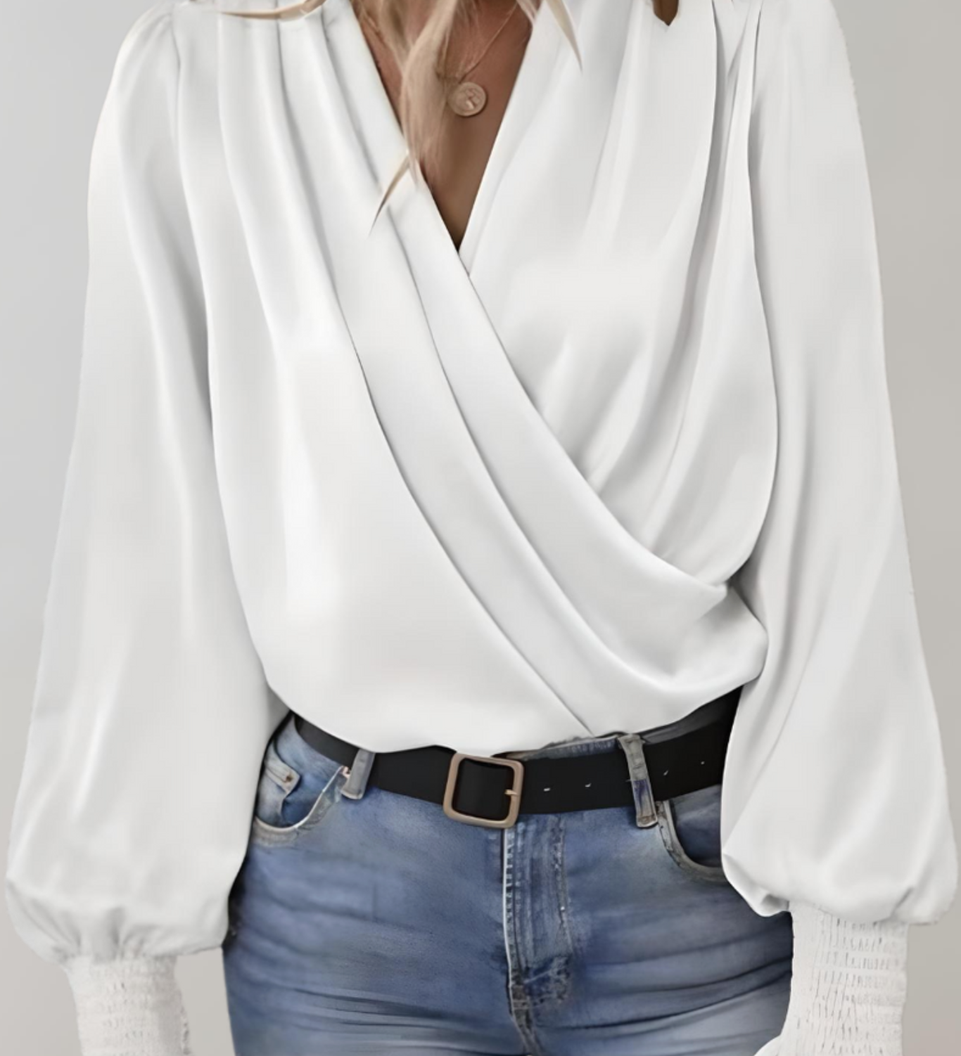 Elegant Long Sleeve V-Neck Blouse Quinn