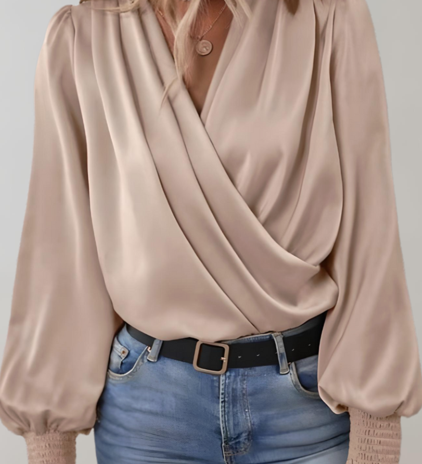 Elegant Long Sleeve V-Neck Blouse Quinn
