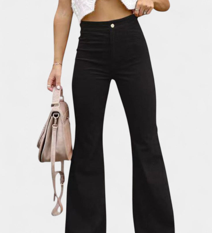 Kiara High-Waisted Wide-Leg Velvet Trousers