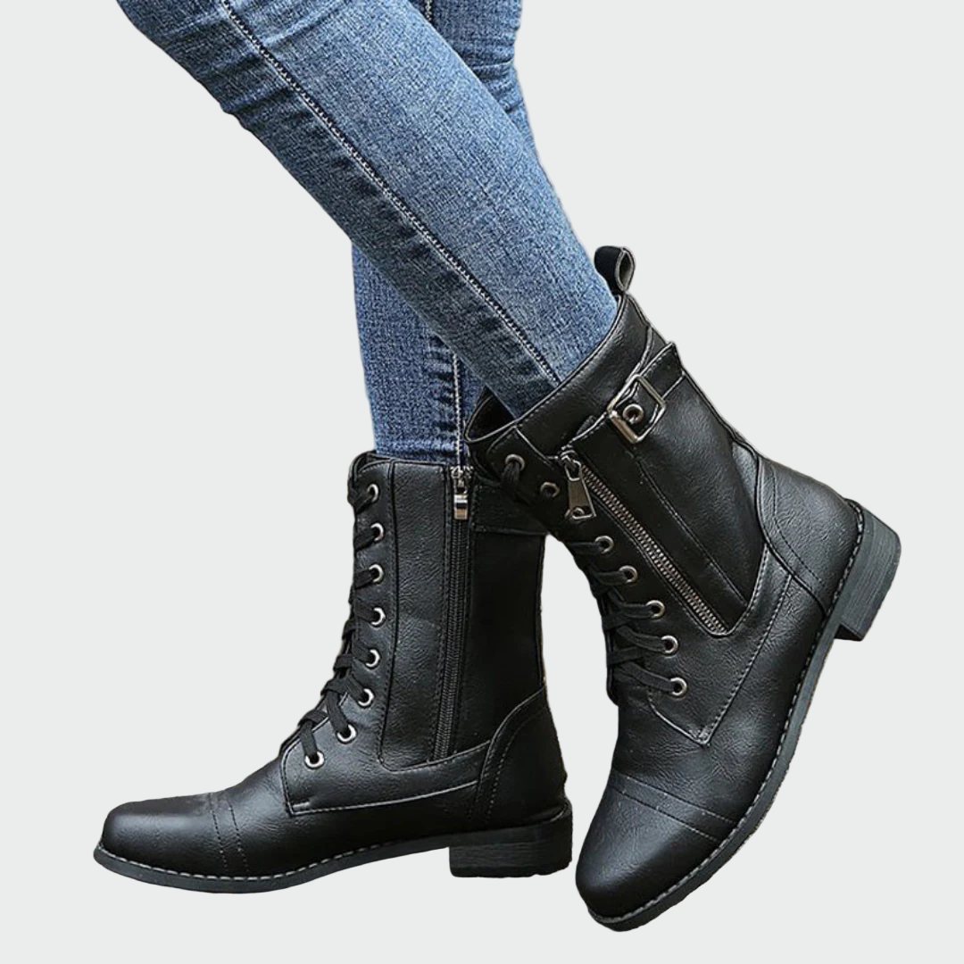 Patricia | Women's Military Style Leather Orthopaedic Boots