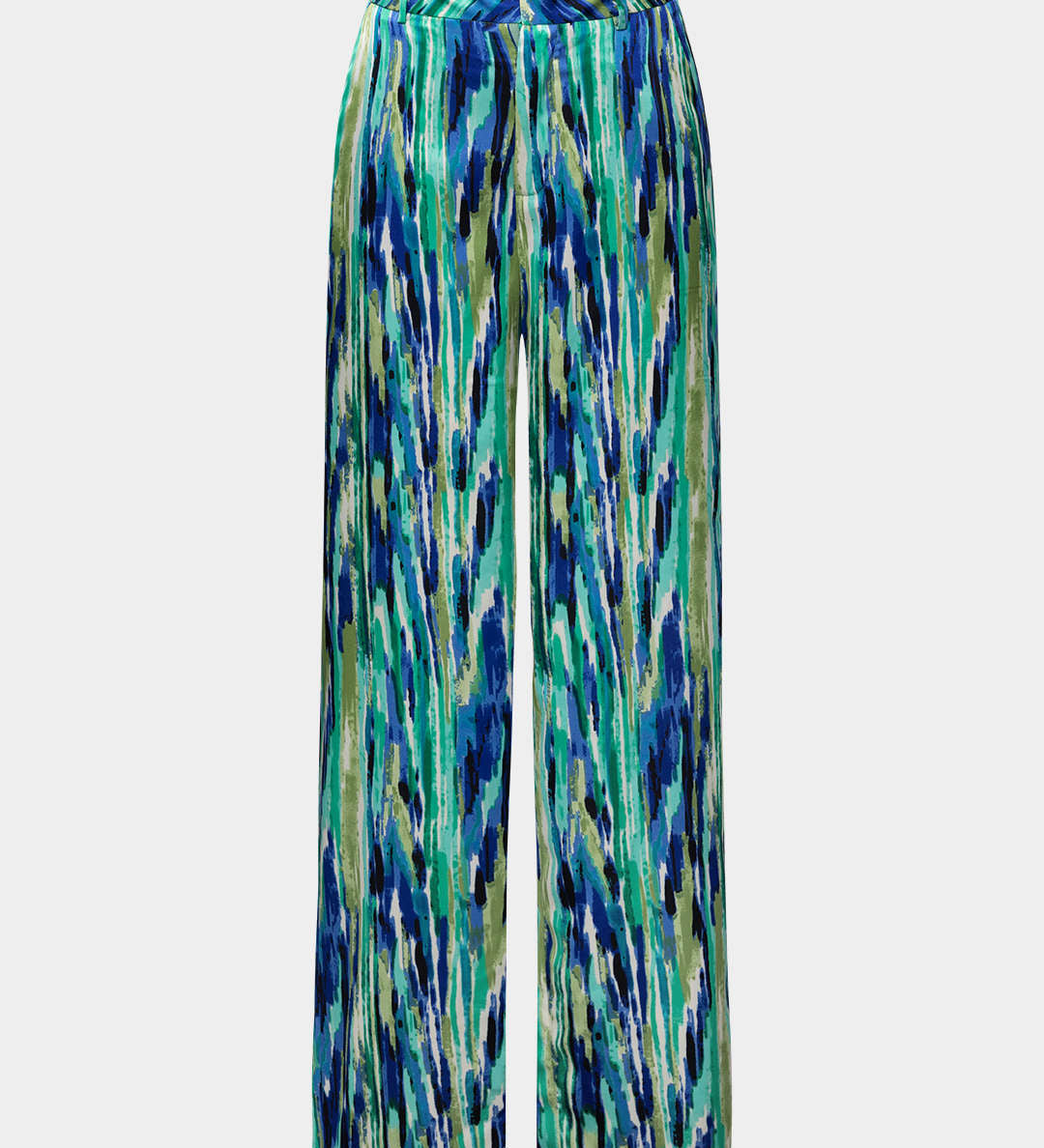 Inna High-Waisted Straight Leg Trousers with Marble Print