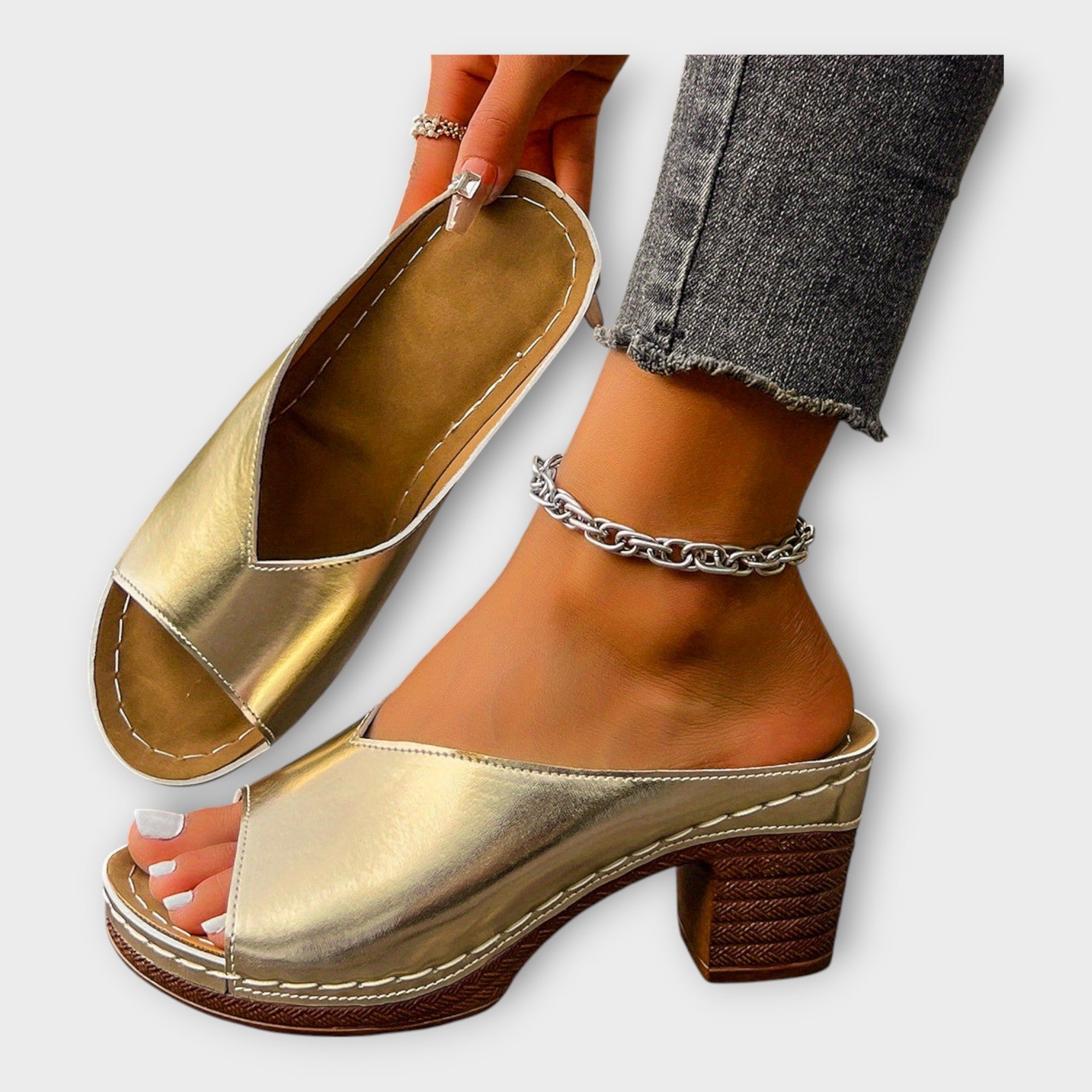 Chunky Heeled Sandals with Open Heel