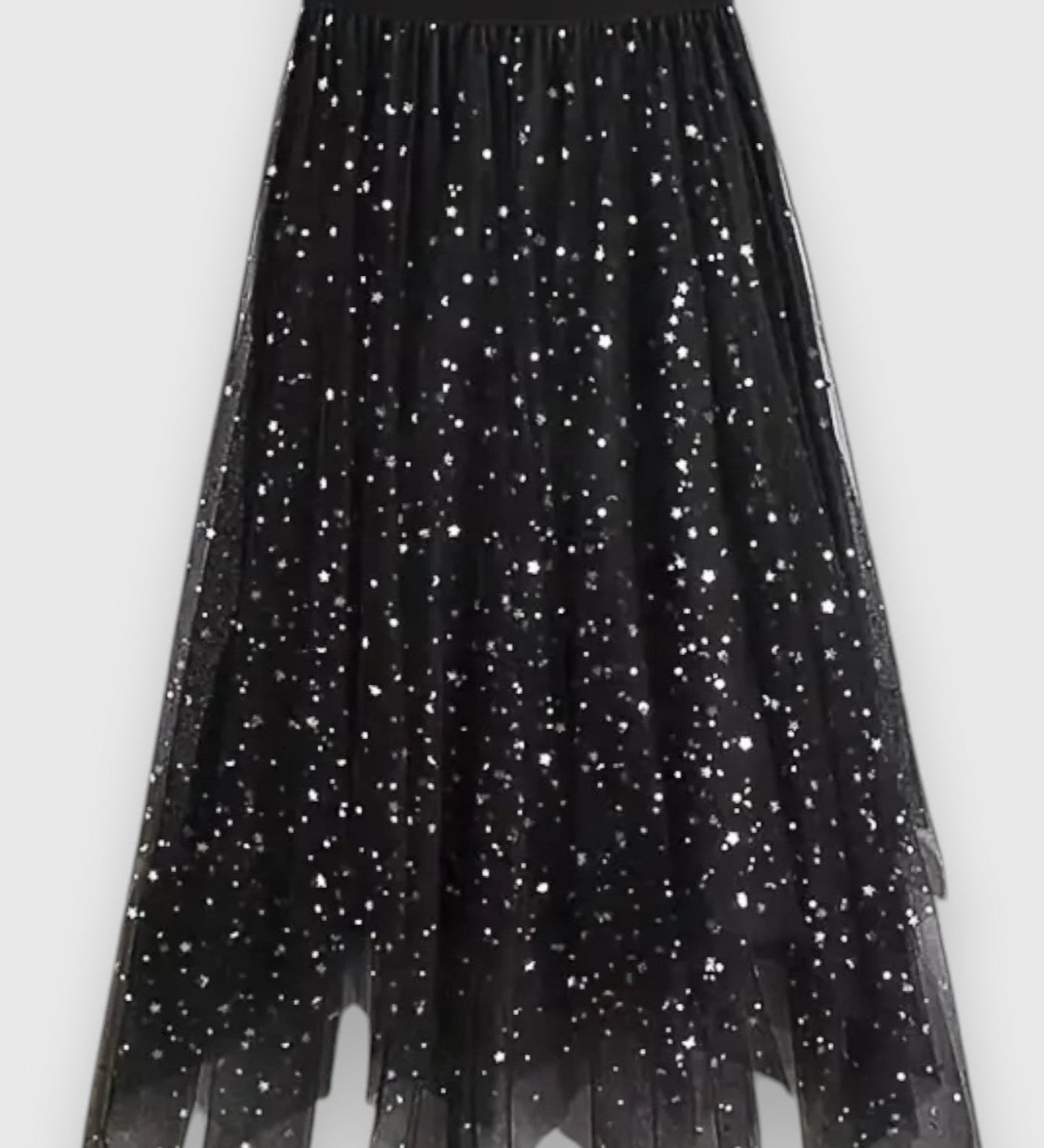 Colette Sequin Skirt with Ruffled Hem and High Waist