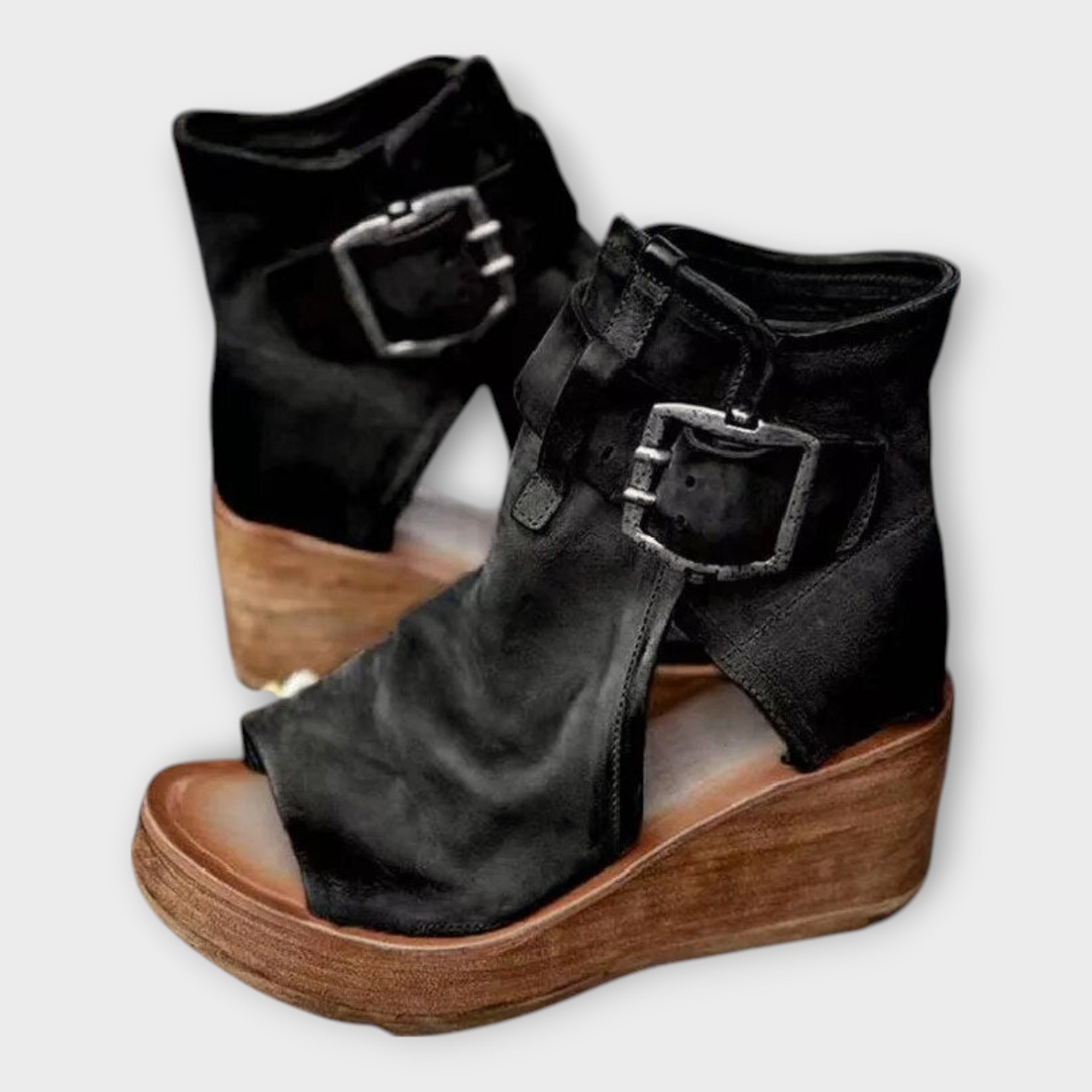 Open-Toe Platform Sandals with Strap