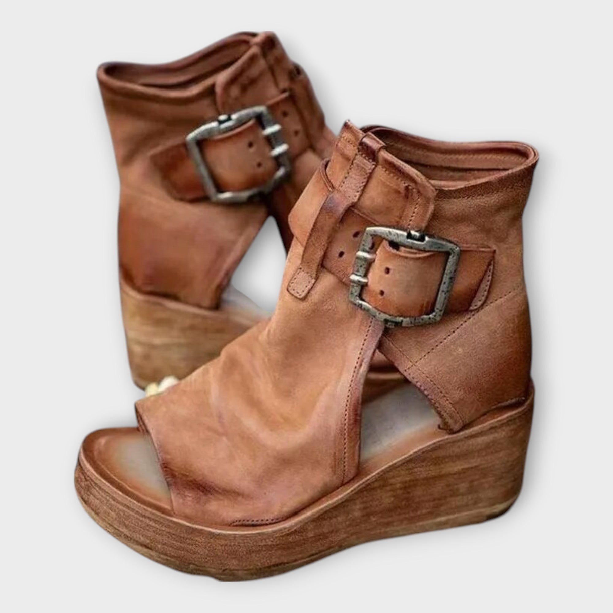 Open-Toe Platform Sandals with Strap