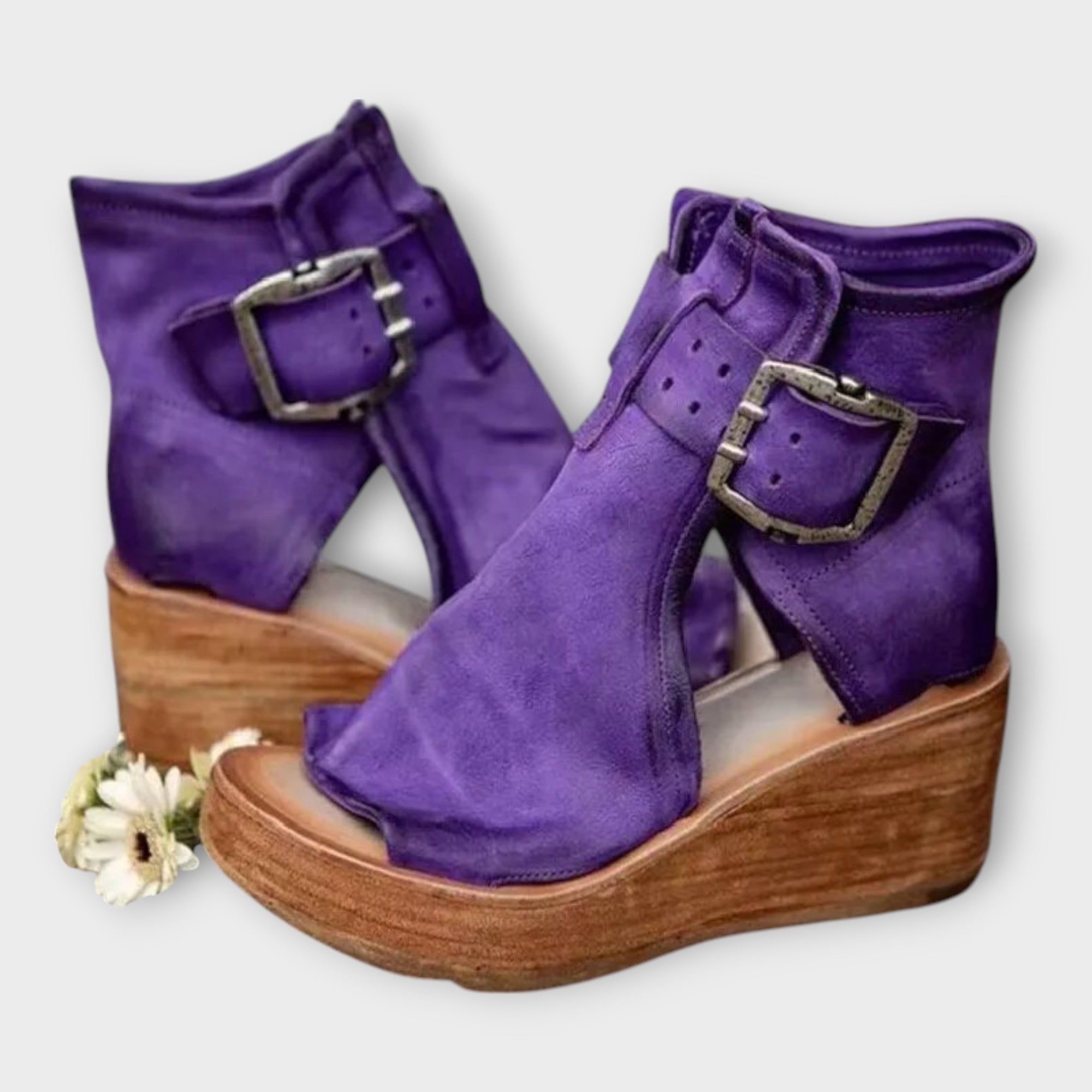 Open-Toe Platform Sandals with Strap