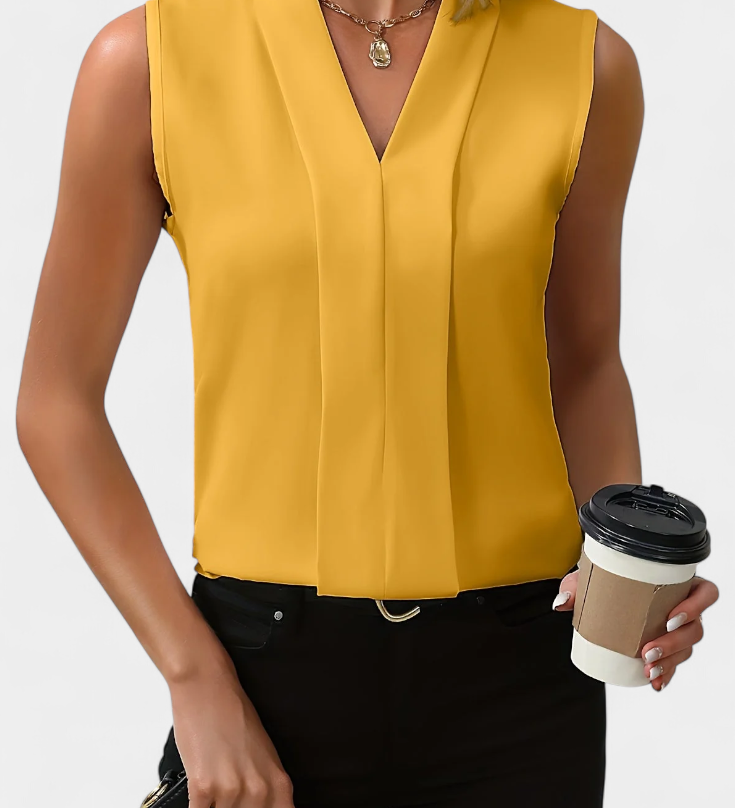Nele Sleeveless Blouse with V-Neck and Flowy Cut