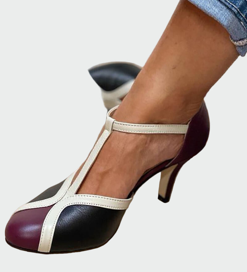 Elegant Retro Sandals Anna with Mid Heel and T-Strap