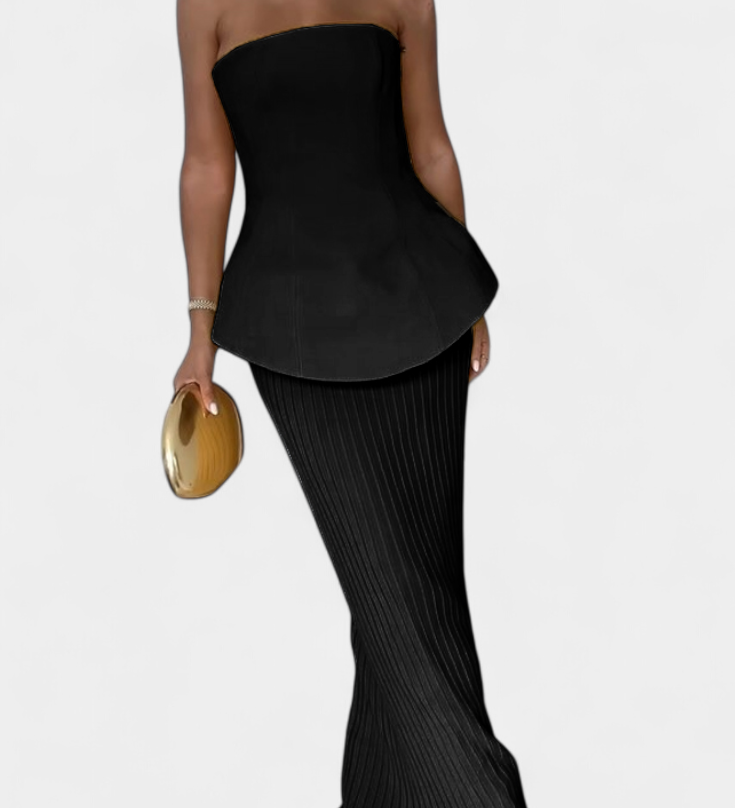 Clarita Two-Piece Pleated Set with No Straps