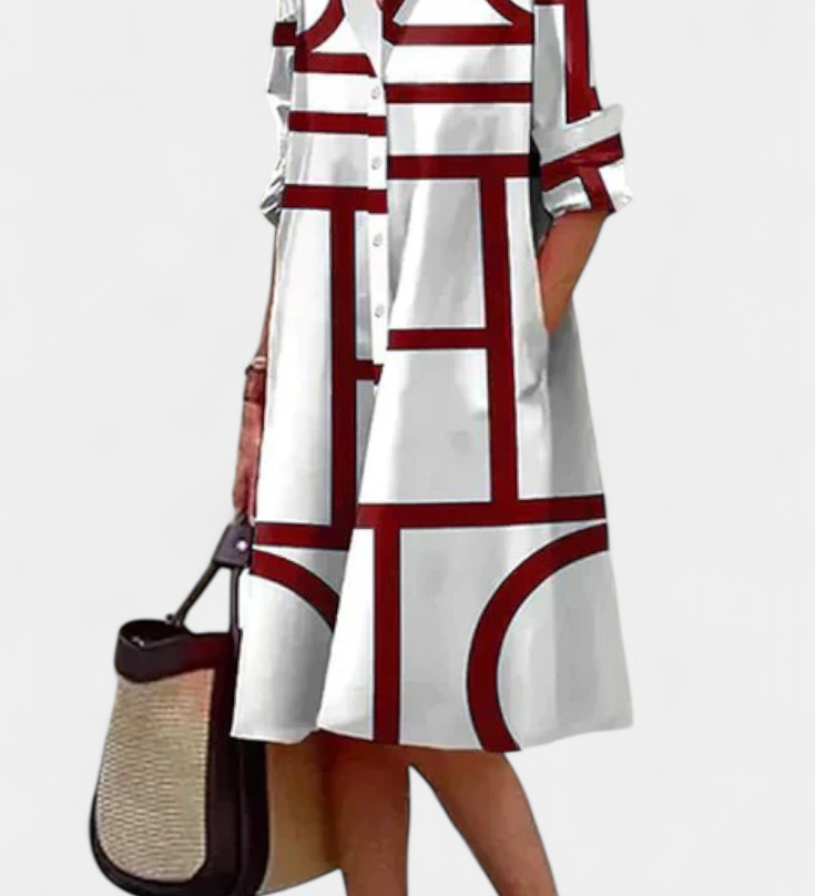 Larissa Cotton Dress with Geometric Print