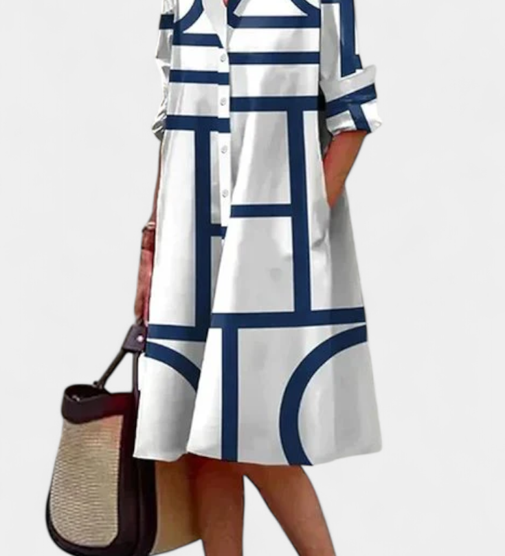 Larissa Cotton Dress with Geometric Print