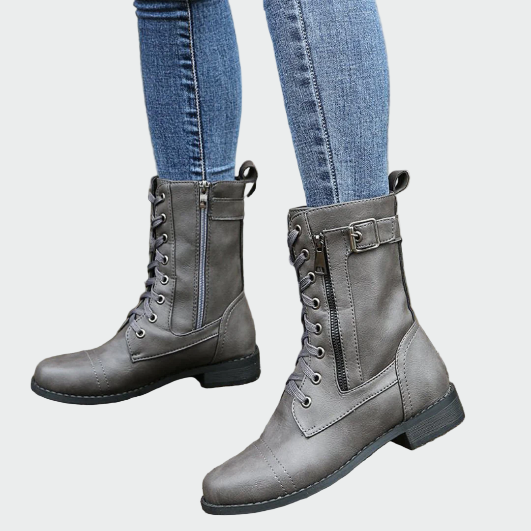 Patricia | Women's Military Style Leather Orthopaedic Boots