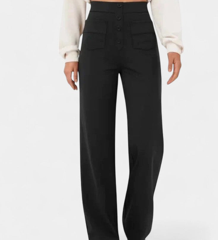 Nova High-Waisted Straight Leg Trousers with Stretch