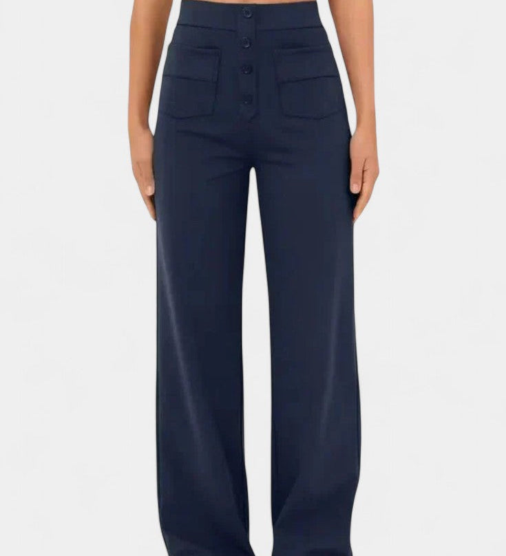 Nova High-Waisted Straight Leg Trousers with Stretch