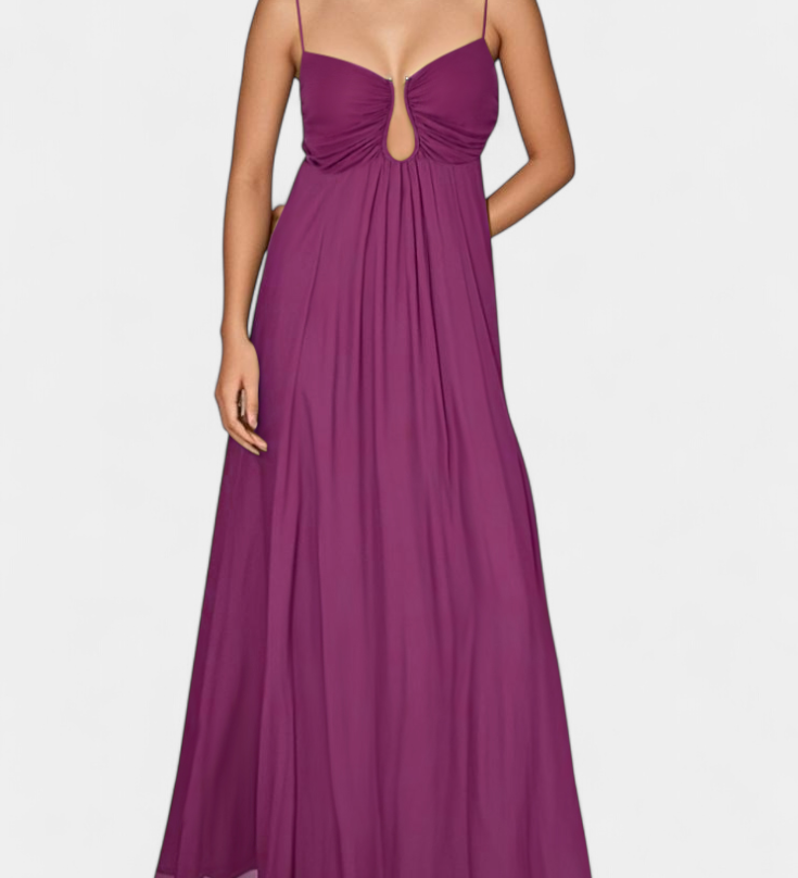 Elettra Maxi Dress with Thin Straps and Flowing Fit