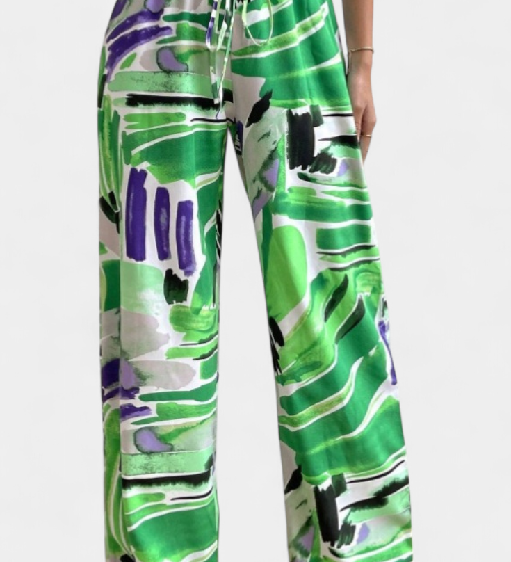 Senda Wide Leg Trousers with Abstract Print