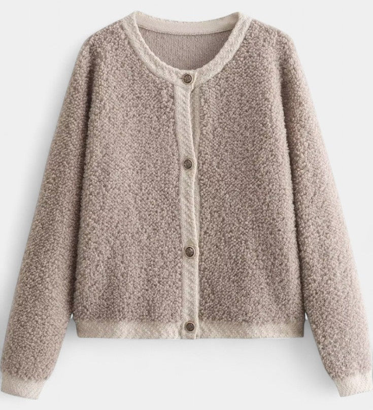Chenda Short Plush Textured Cardigan