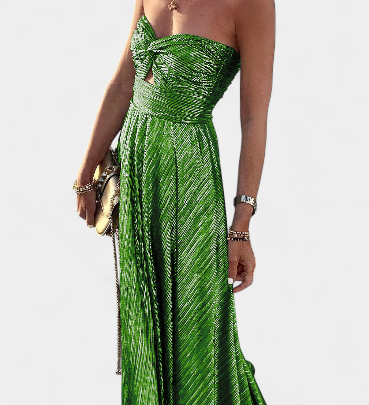 Strapless Long Dress Onelia with Metallic Fabric
