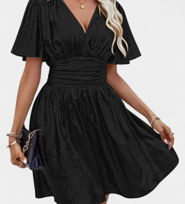 Adalee Dress for Ladies with V-Neck and Crossed Waist