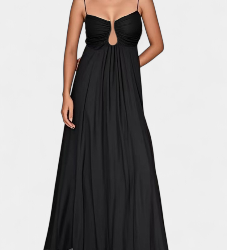 Elettra Maxi Dress with Thin Straps and Flowing Fit