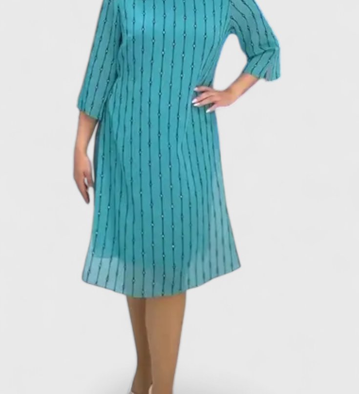 Elegant Polly Chiffon Dress with Classic Cut and Fluid Fall