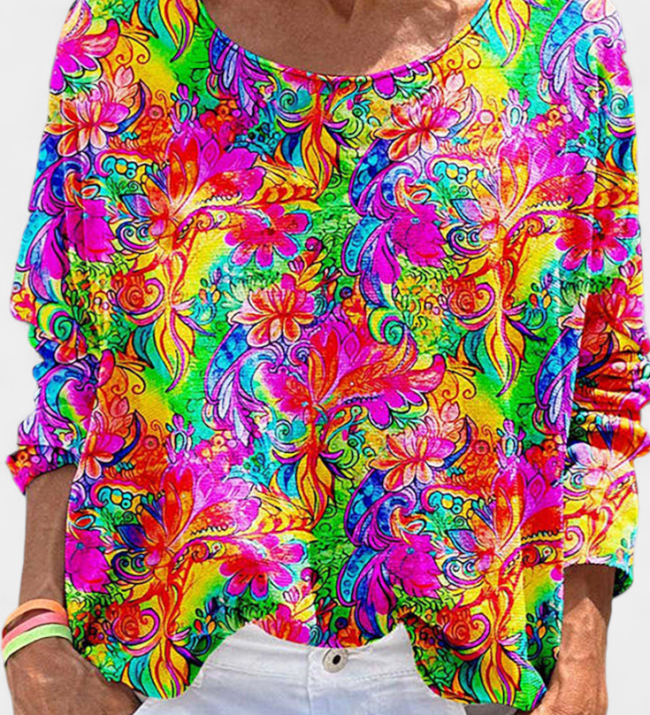 Omari Oversized Blouse with Retro Bohemian Print
