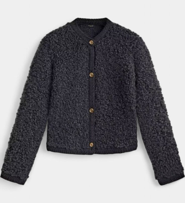 Chenda Short Plush Textured Cardigan