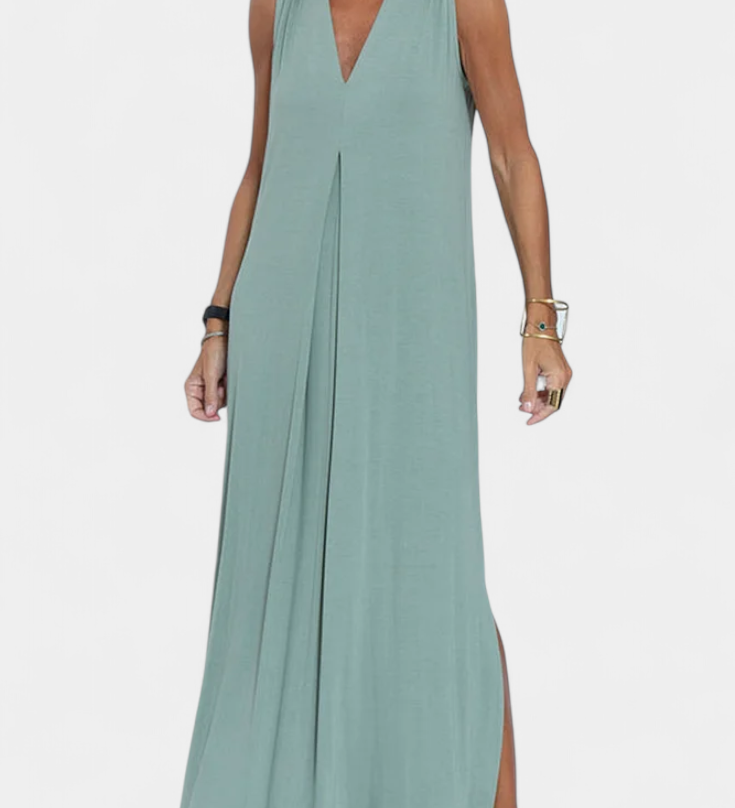 Felisa Sleeveless Maxi Dress in Solid Colour and Elegant Silhouette