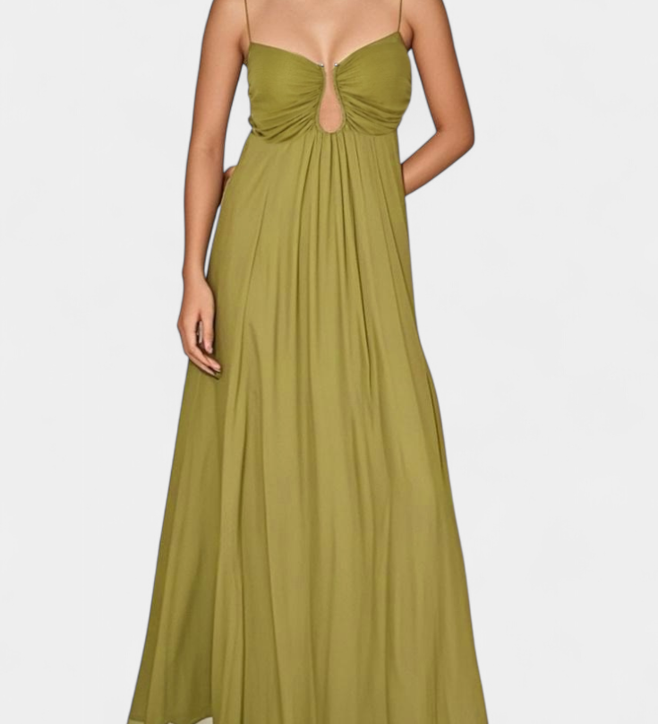 Elettra Maxi Dress with Thin Straps and Flowing Fit