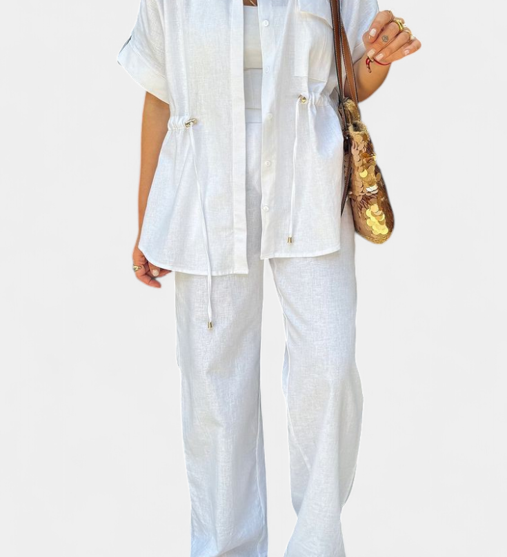 Lani Relaxed Cotton and Linen Shirt and Trousers Set