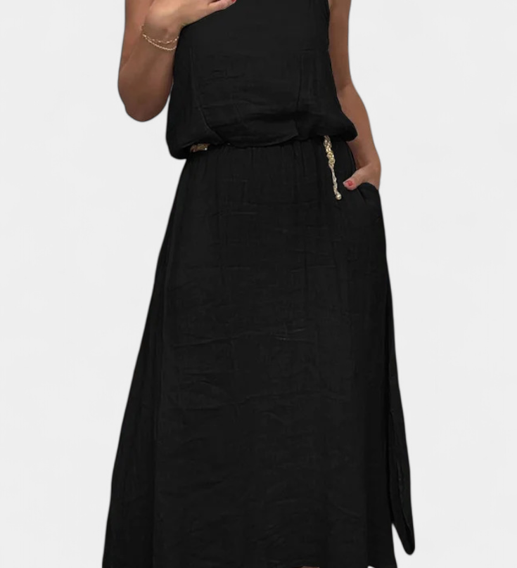 Meliora Linen and Cotton Set with Sleeveless Waistcoat and Skirt