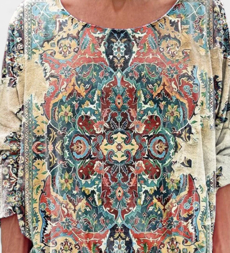 Omari Oversized Blouse with Retro Bohemian Print