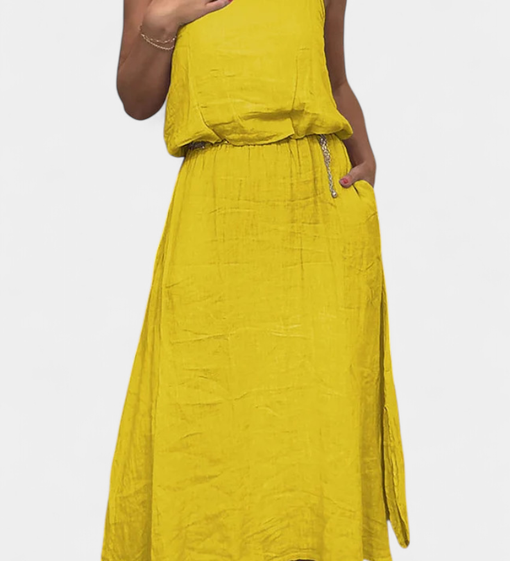 Meliora Linen and Cotton Set with Sleeveless Waistcoat and Skirt