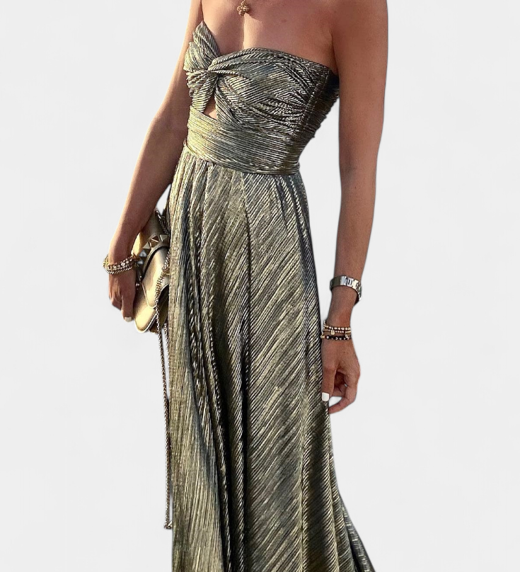 Strapless Long Dress Onelia with Metallic Fabric
