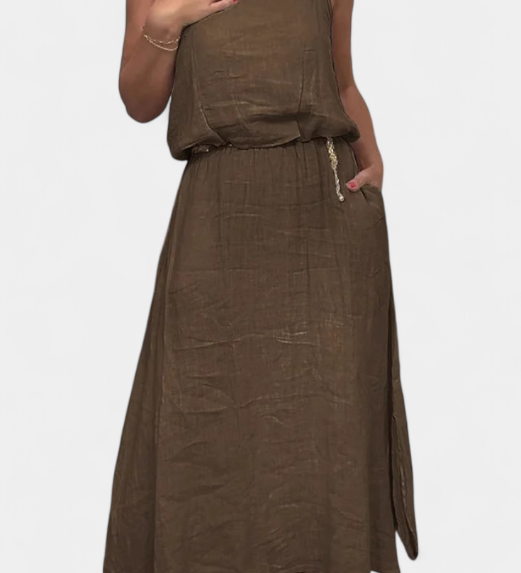 Meliora Linen and Cotton Set with Sleeveless Waistcoat and Skirt