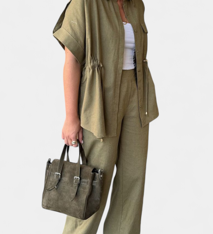 Lani Relaxed Cotton and Linen Shirt and Trousers Set