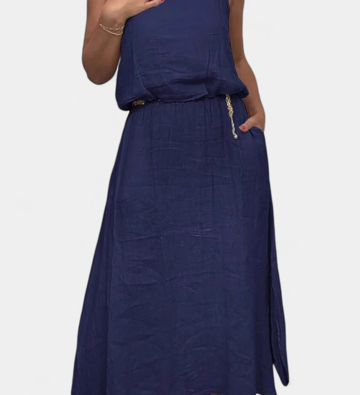 Meliora Linen and Cotton Set with Sleeveless Waistcoat and Skirt