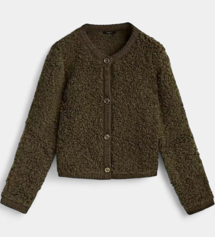 Chenda Short Plush Textured Cardigan