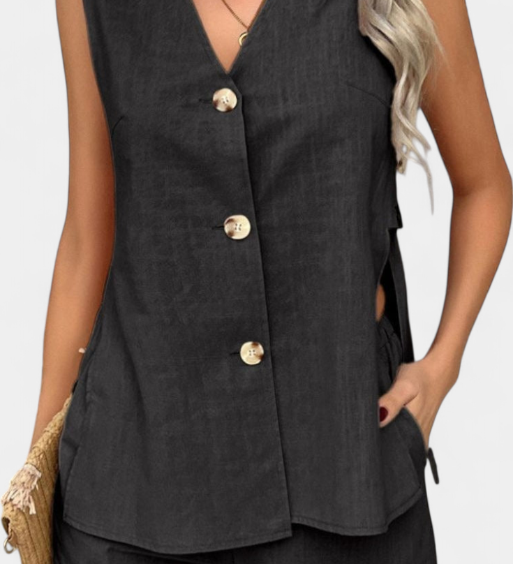 Loren Relaxed Style Sleeveless Linen Set