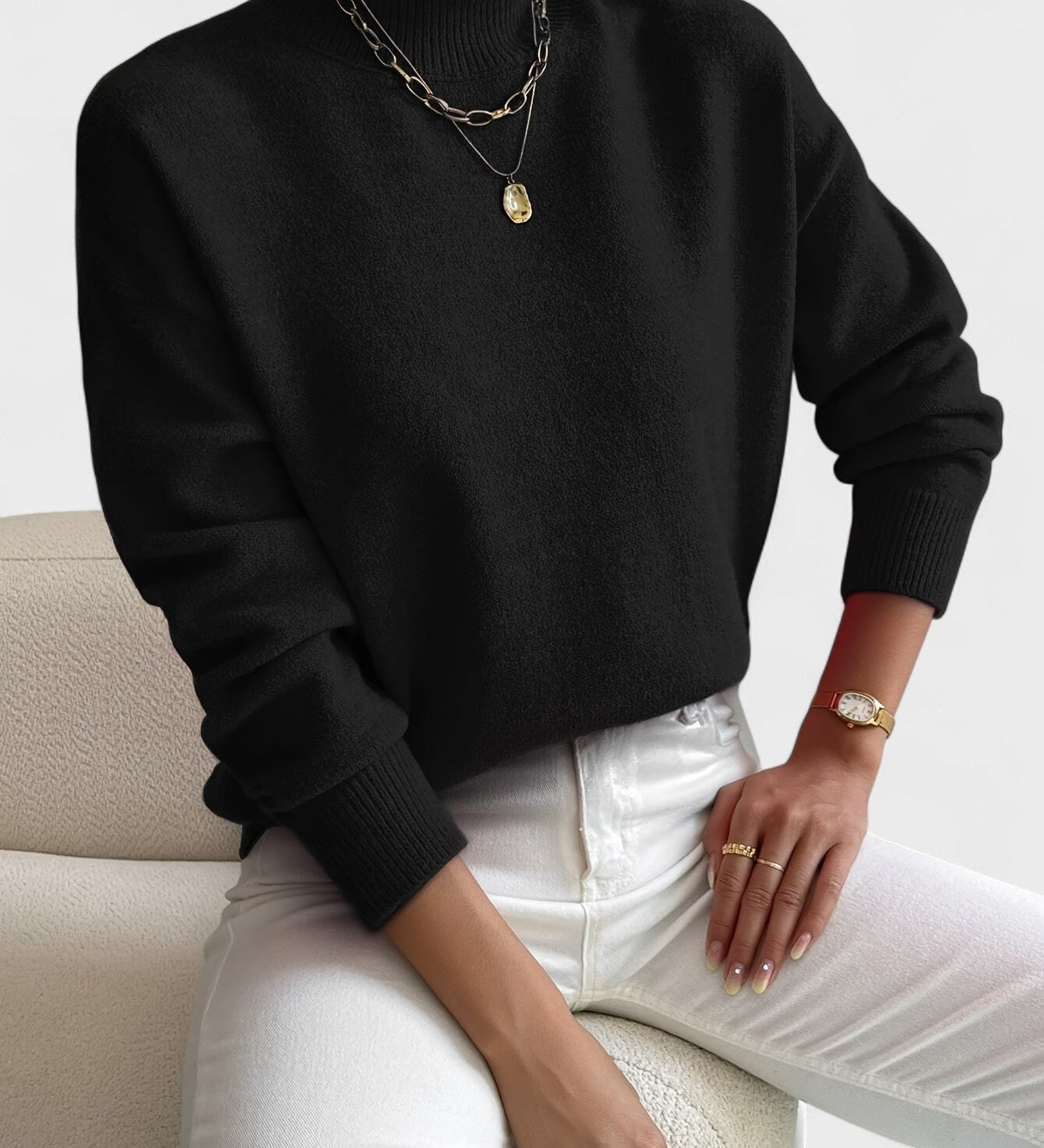 Petra™ | Elegant High Neck Jumper