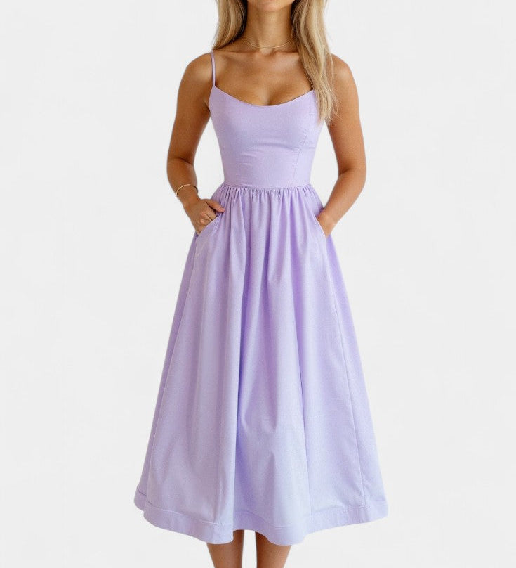 Marvelle Midi Dress Without Sleeves in Lightweight Fabric
