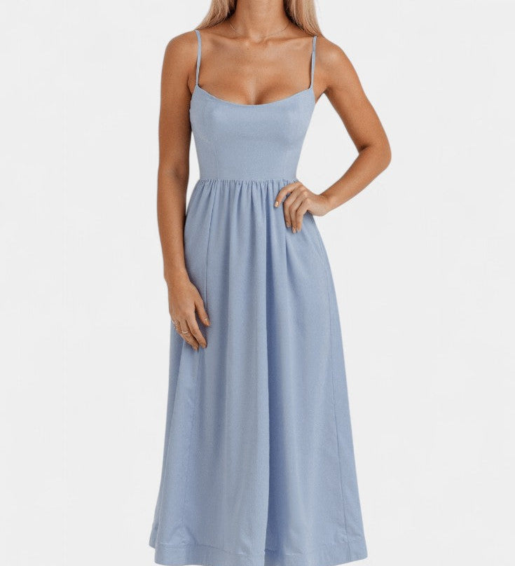 Marvelle Midi Dress Without Sleeves in Lightweight Fabric