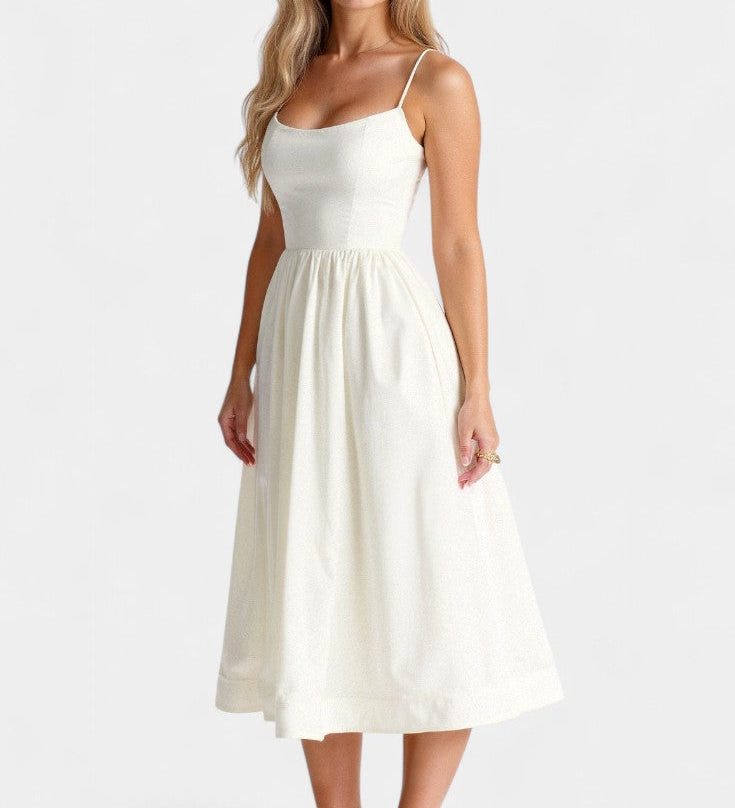 Marvelle Midi Dress Without Sleeves in Lightweight Fabric