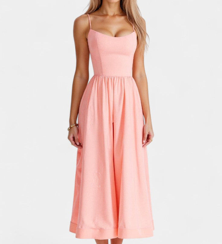 Marvelle Midi Dress Without Sleeves in Lightweight Fabric