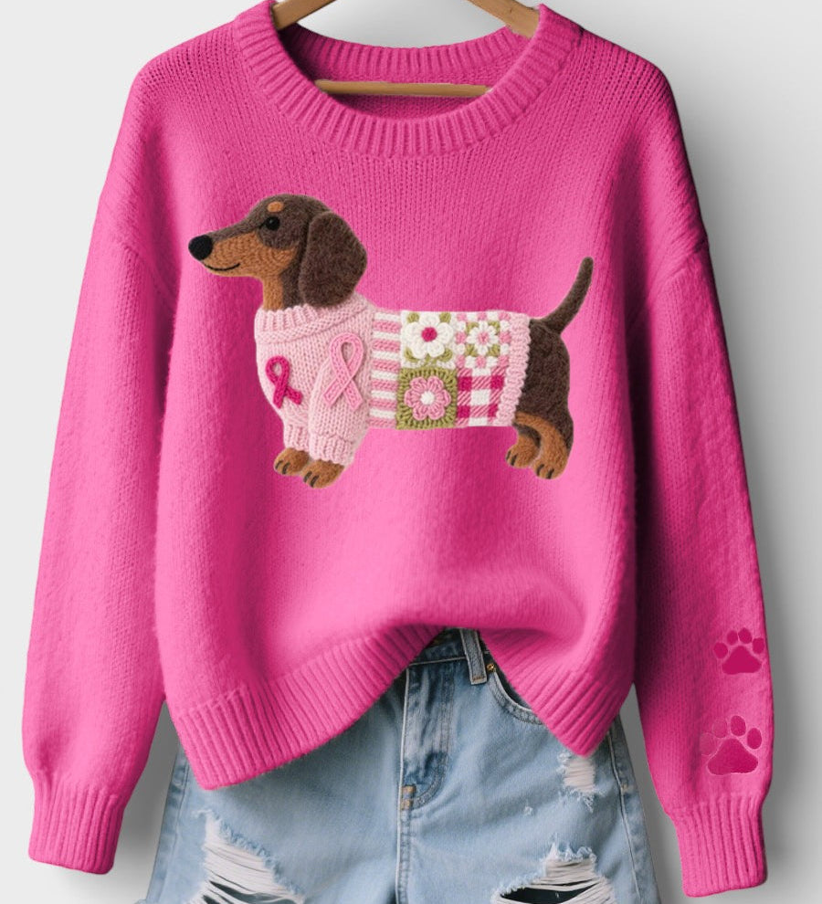 Irene™ | Knitted Sweater with Felt Dachshund